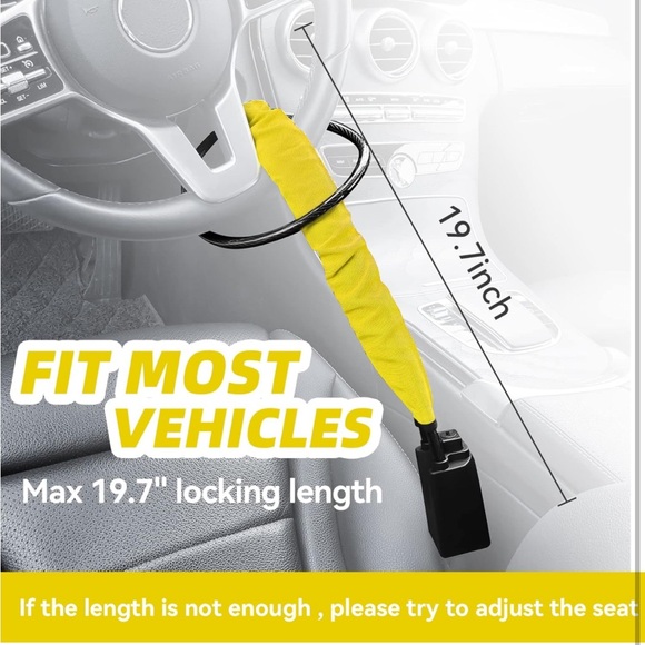 Universal Fit Steering Wheel Lock&SeatBelt AntiTheft Lock w Keys🔐4Car🚗Security - Picture 3 of 8